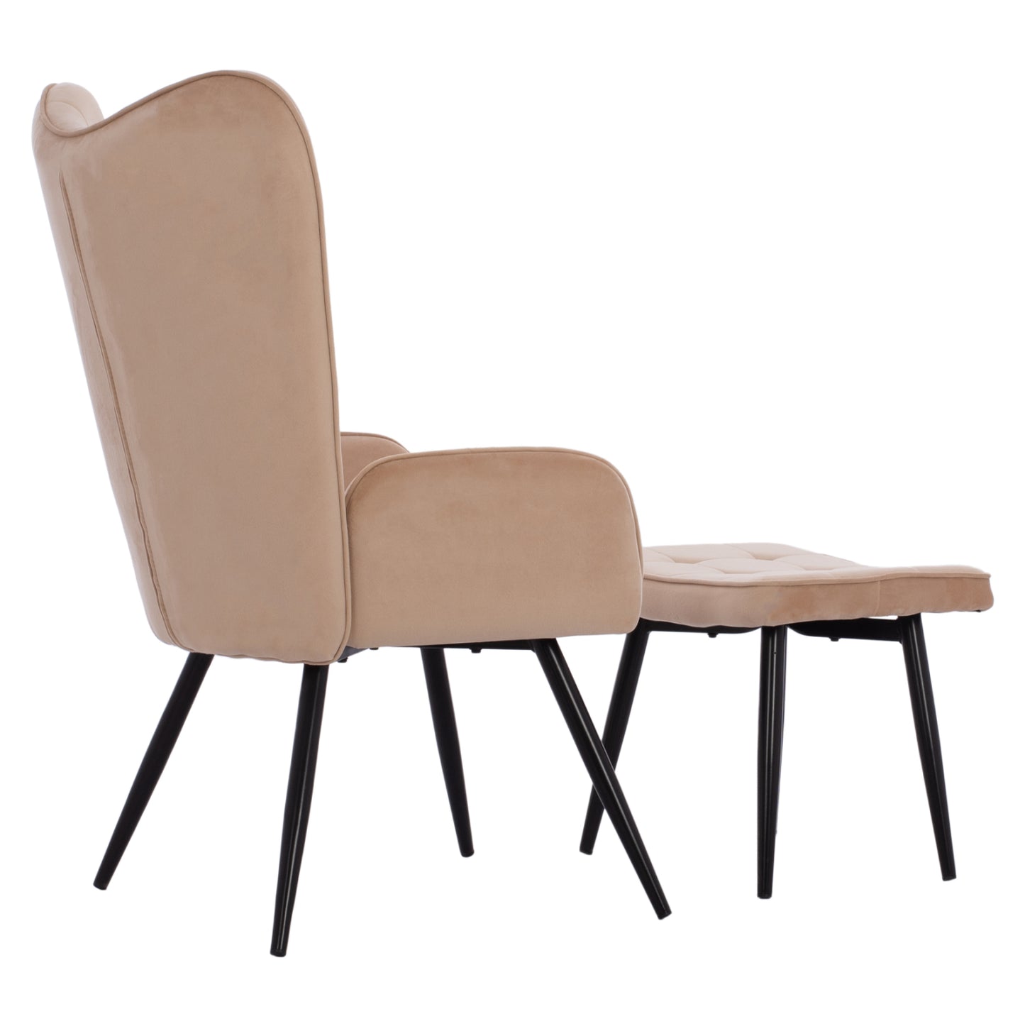 Hm8918.11 Armchair Crawley, Beige Velvet, Footstool, 70x57x103