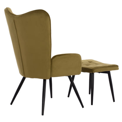 Hm8918.13 Armchair, Olive-green Velvet, Footstool