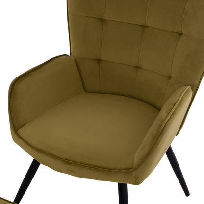 Hm8918.13 Armchair, Olive-green Velvet, Footstool