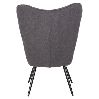 Armchair Crawley With Footstool Hm8918.21 Grey Boucle Fabric-black Metal Legs 70x74x105hcm.