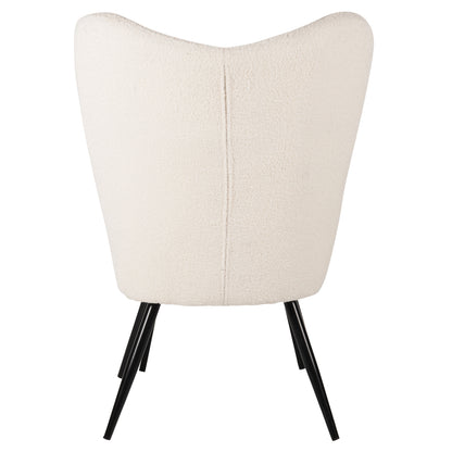 Armchair Crawley With Footstool Hm8918.25 White Boucle Fabric-black Metal Legs 70x74x105hcm.