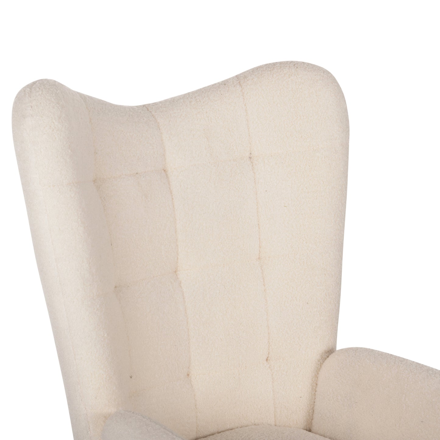 Armchair Crawley With Footstool Hm8918.25 White Boucle Fabric-black Metal Legs 70x74x105hcm.