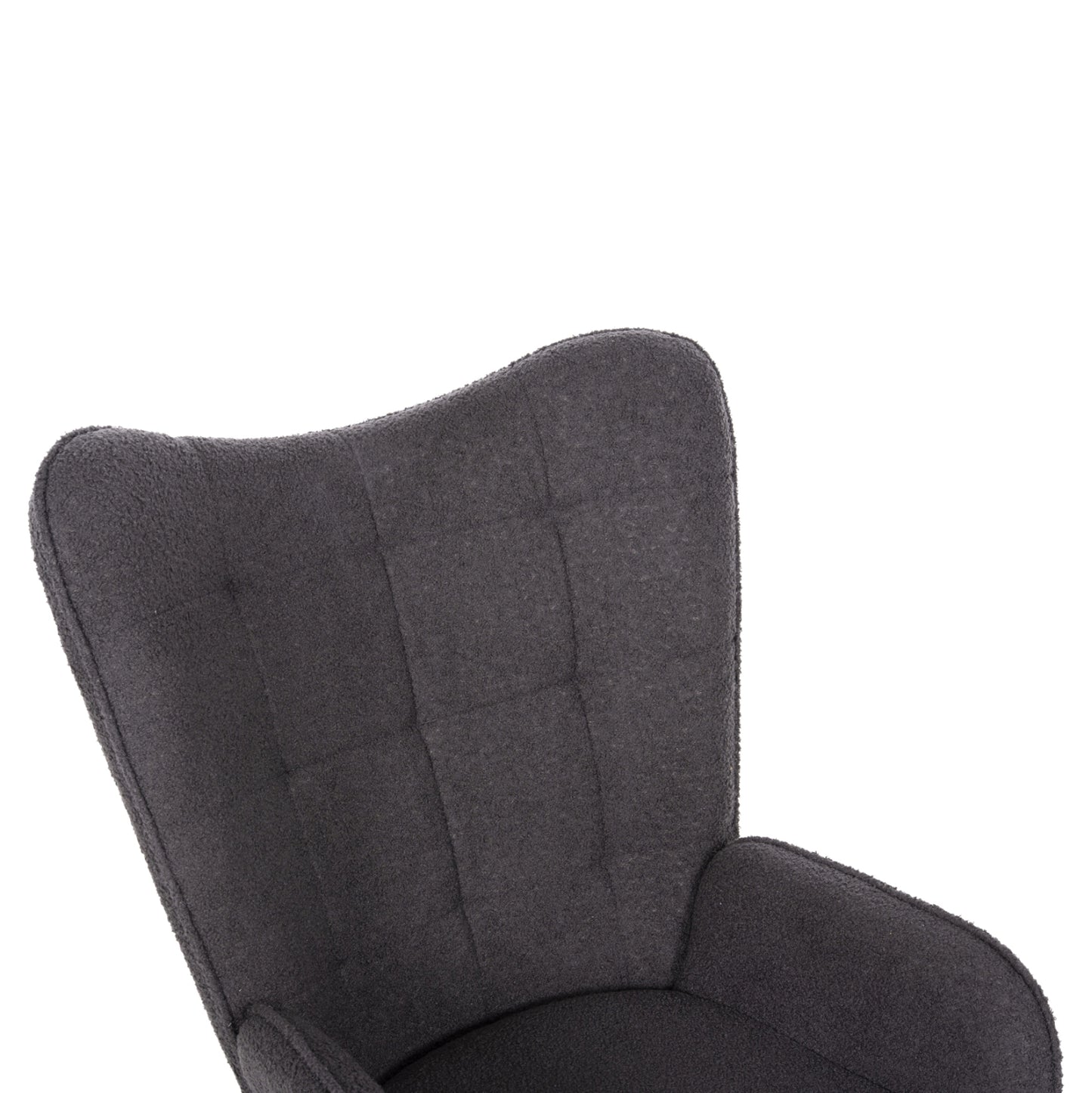 Armchair Crawley With Footstool Hm8918.21 Grey Boucle Fabric-black Metal Legs 70x74x105hcm.
