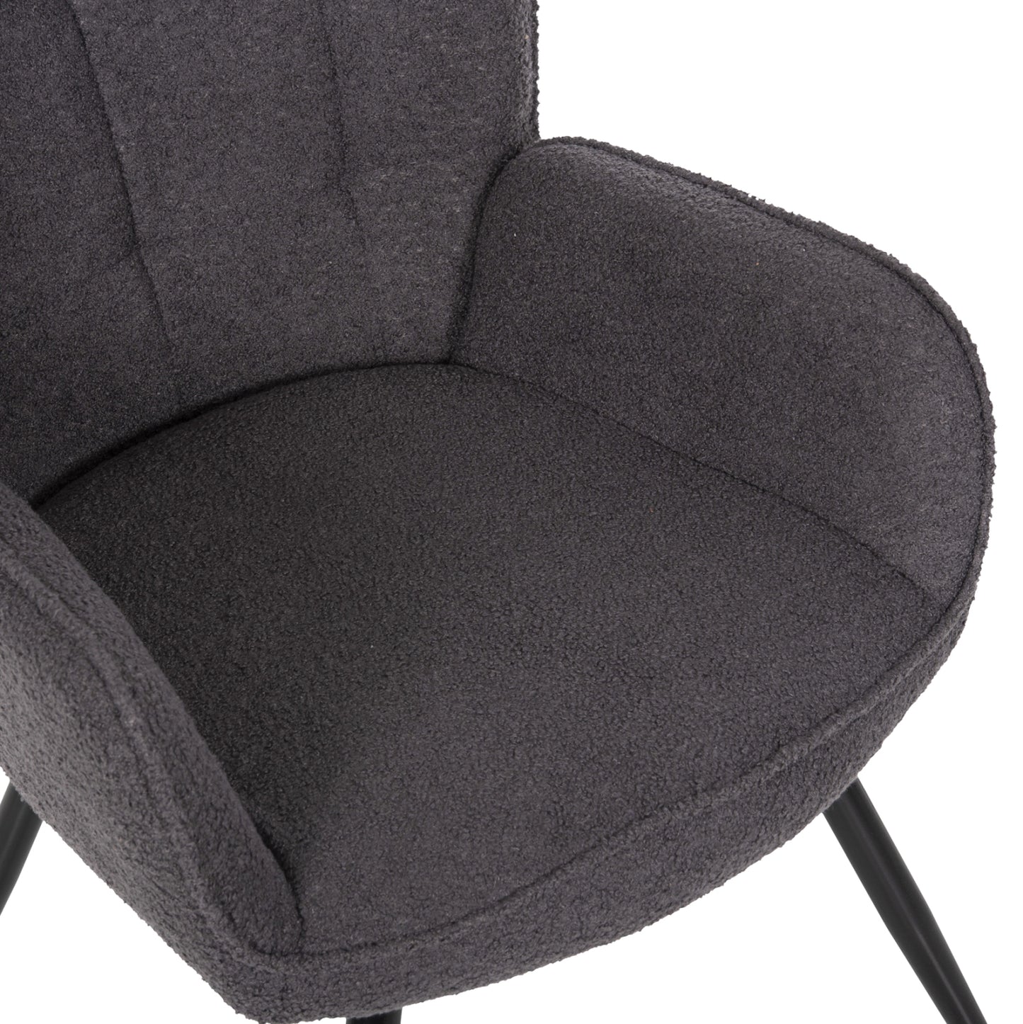 Armchair Crawley With Footstool Hm8918.21 Grey Boucle Fabric-black Metal Legs 70x74x105hcm.
