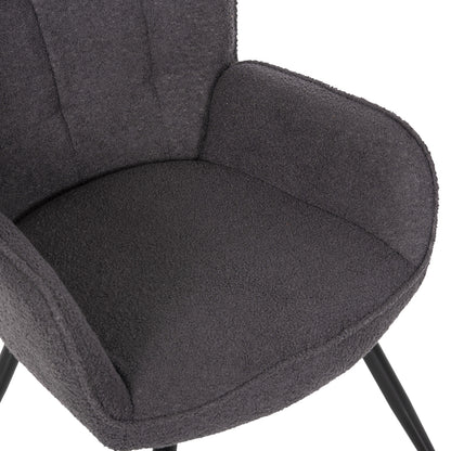 Armchair Crawley With Footstool Hm8918.21 Grey Boucle Fabric-black Metal Legs 70x74x105hcm.