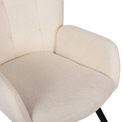 Armchair Crawley With Footstool Hm8918.25 White Boucle Fabric-black Metal Legs 70x74x105hcm.