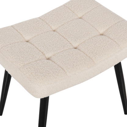 Armchair Crawley With Footstool Hm8918.25 White Boucle Fabric-black Metal Legs 70x74x105hcm.