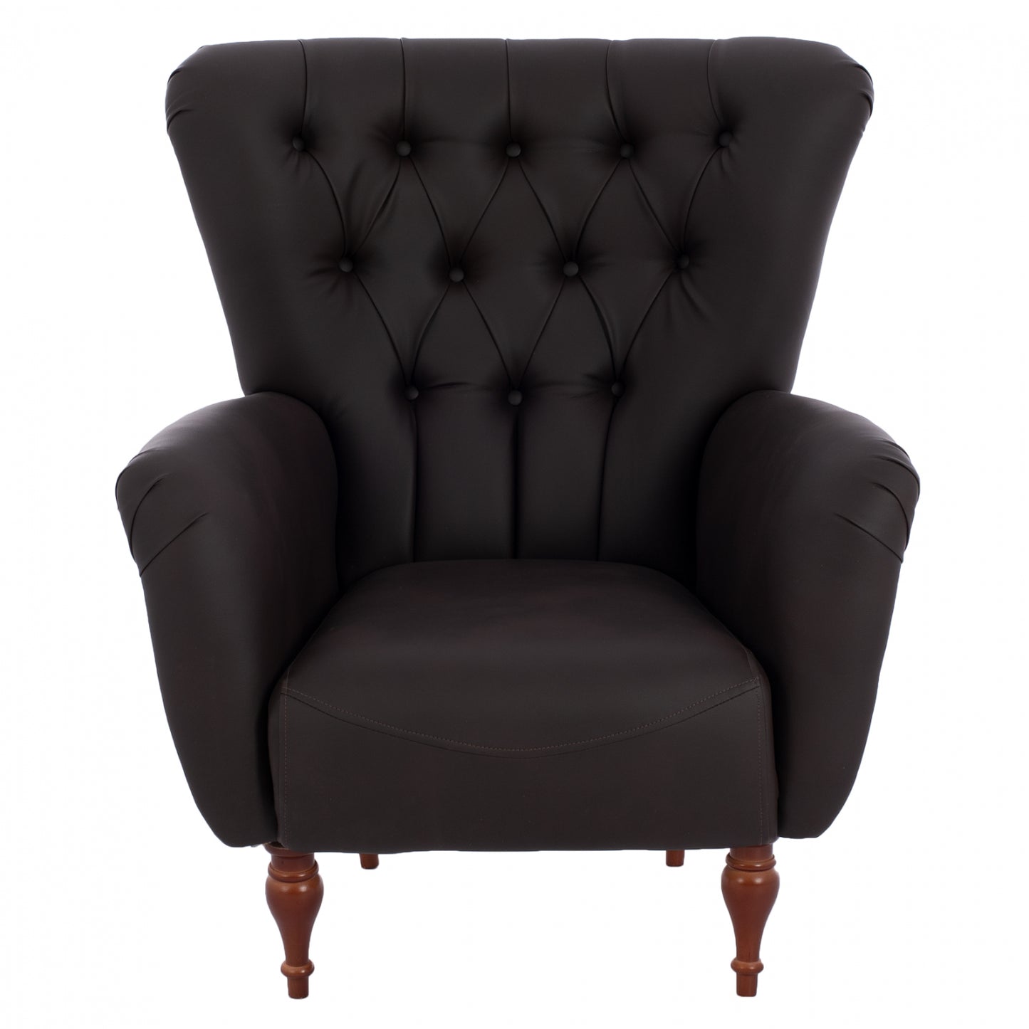 Hm9217.03 Bergere, Chesterfield-style, Brown Pu, 87x88x100