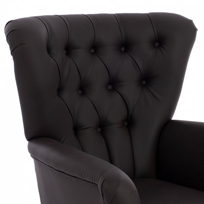 Hm9217.03 Bergere, Chesterfield-style, Brown Pu, 87x88x100