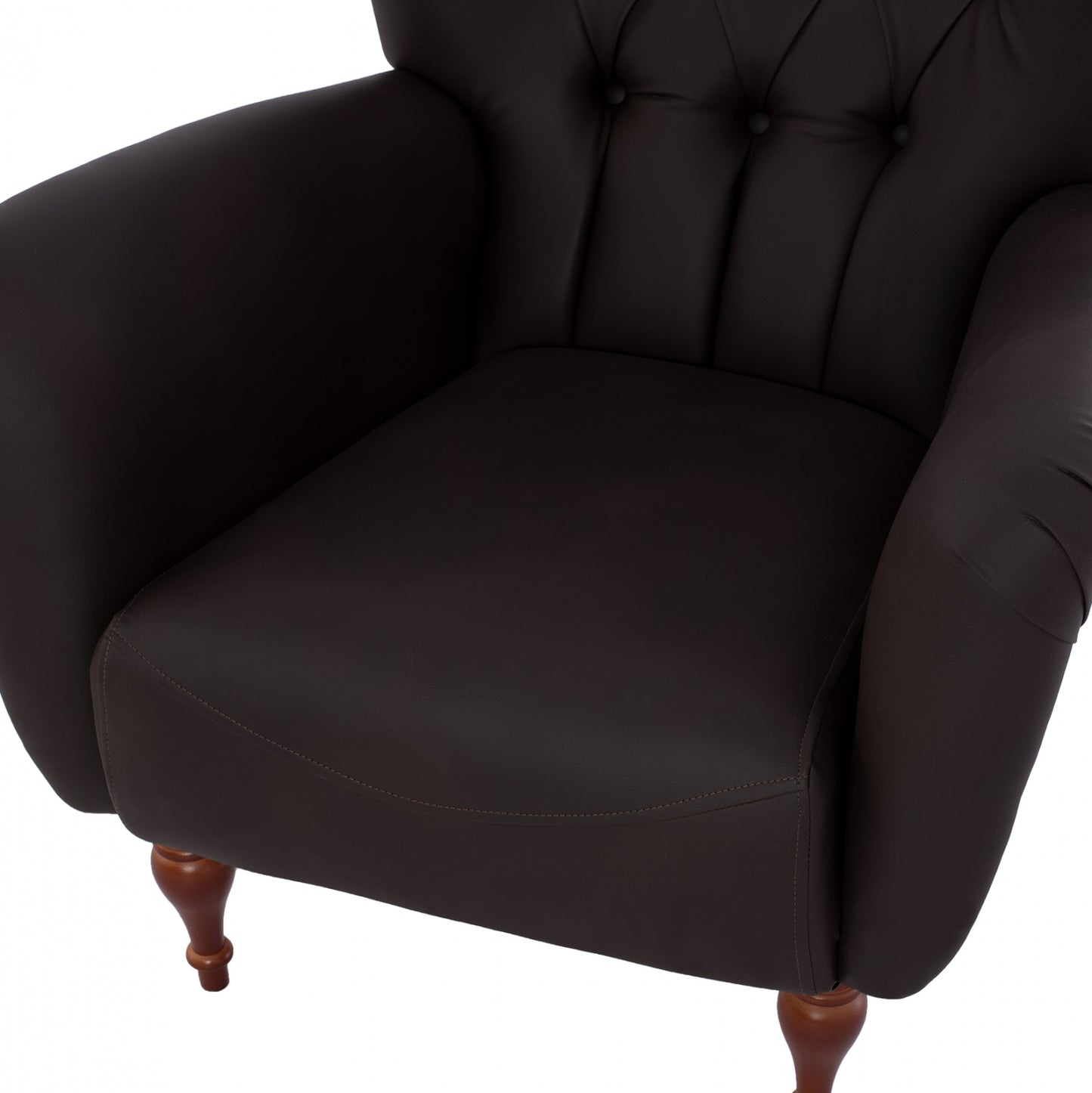 Hm9217.03 Bergere, Chesterfield-style, Brown Pu, 87x88x100