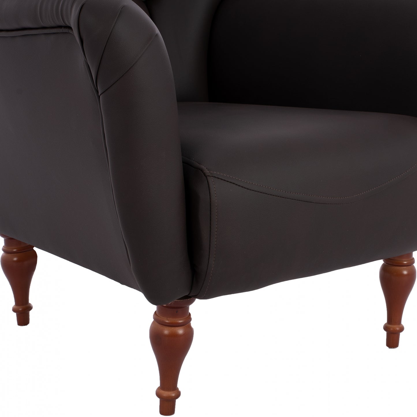 Hm9217.03 Bergere, Chesterfield-style, Brown Pu, 87x88x100