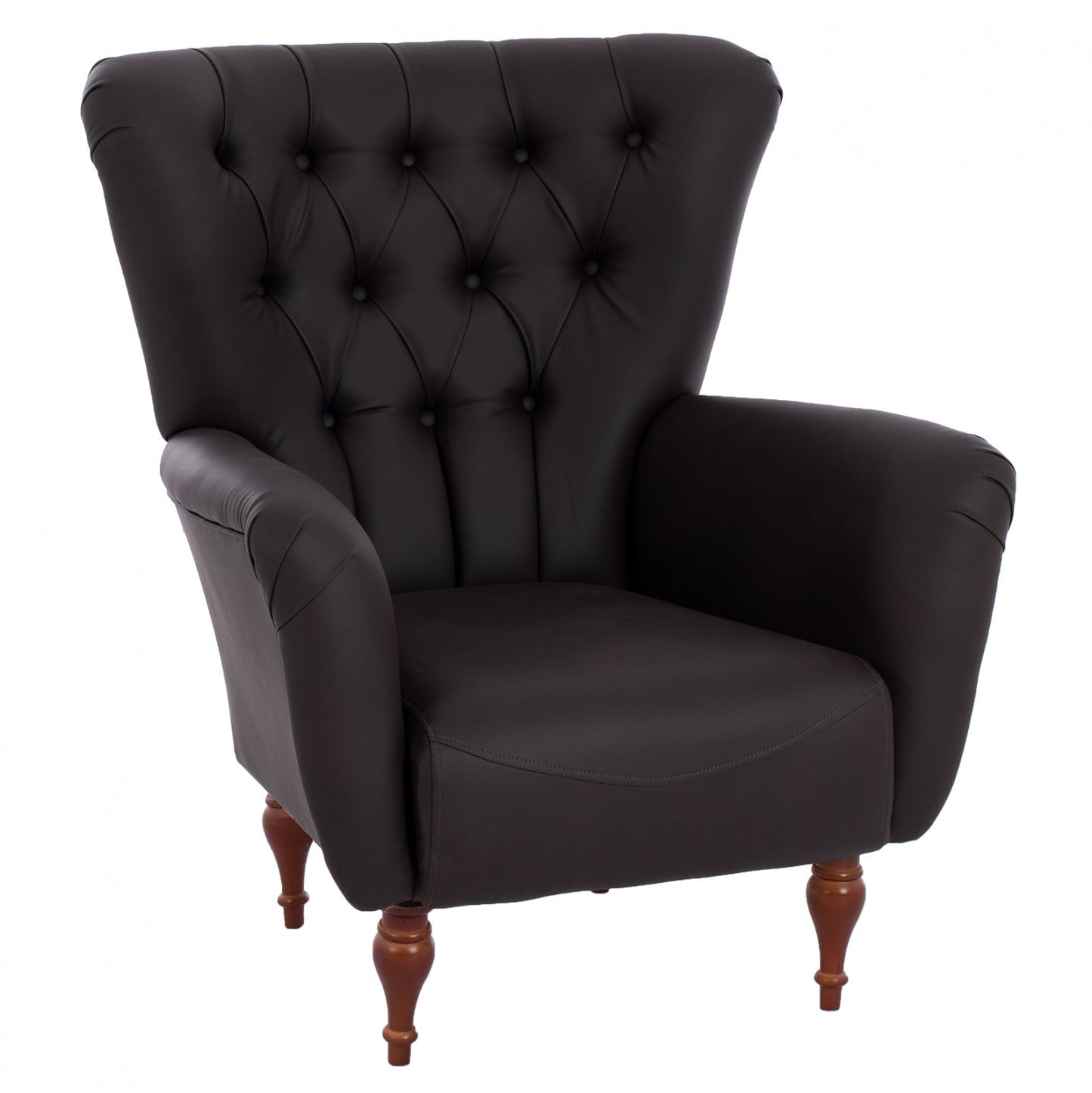 Hm9217.03 Bergere, Chesterfield-style, Brown Pu, 87x88x100