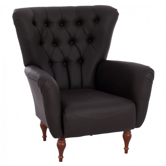 Hm9217.03 Bergere, Chesterfield-style, Brown Pu, 87x88x100