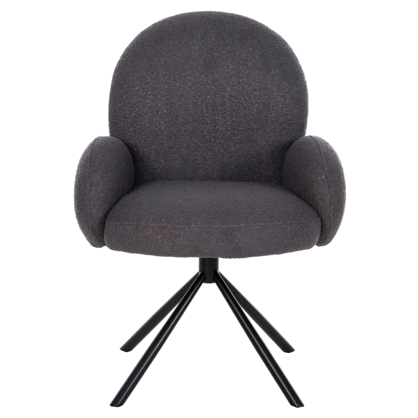 Armchair Swivel Winon Hm9778.01 Grey Teddy Fabric-black Metal Base 65x67x92hcm.