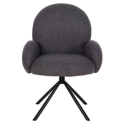 Armchair Swivel Winon Hm9778.01 Grey Teddy Fabric-black Metal Base 65x67x92hcm.