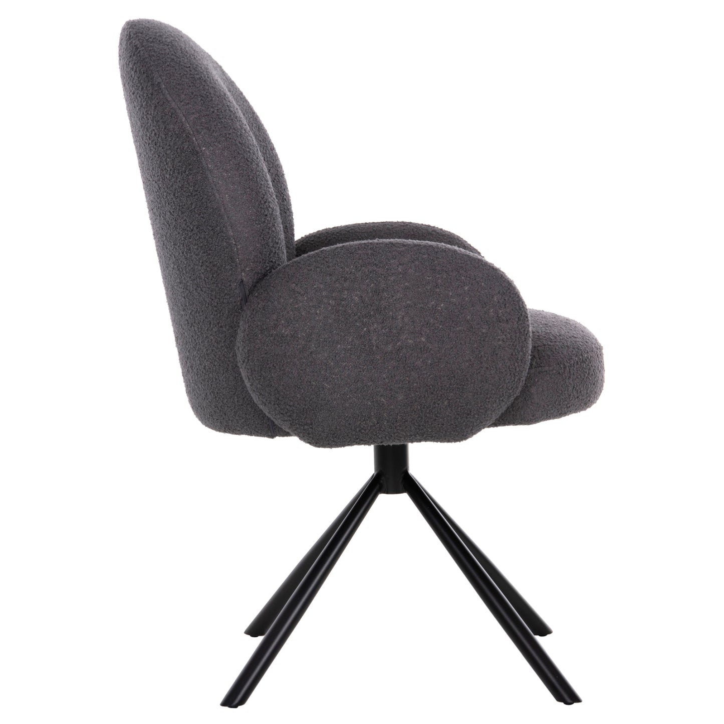 Armchair Swivel Winon Hm9778.01 Grey Teddy Fabric-black Metal Base 65x67x92hcm.