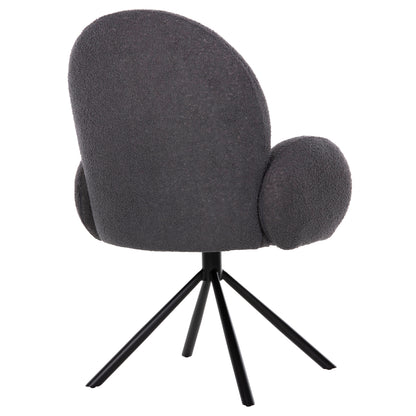 Armchair Swivel Winon Hm9778.01 Grey Teddy Fabric-black Metal Base 65x67x92hcm.