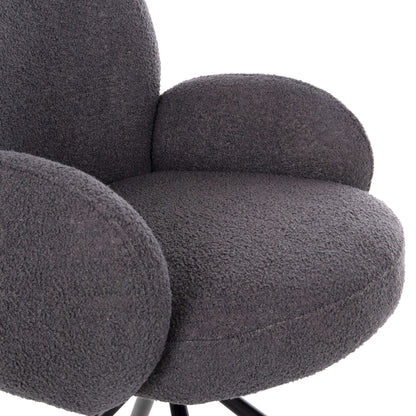 Armchair Swivel Winon Hm9778.01 Grey Teddy Fabric-black Metal Base 65x67x92hcm.
