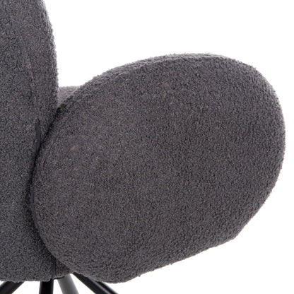 Armchair Swivel Winon Hm9778.01 Grey Teddy Fabric-black Metal Base 65x67x92hcm.
