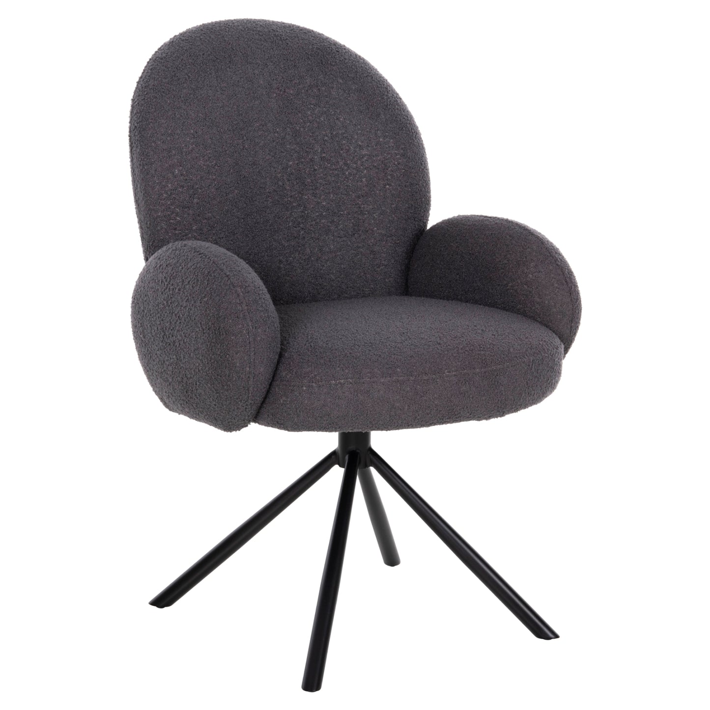 Armchair Swivel Winon Hm9778.01 Grey Teddy Fabric-black Metal Base 65x67x92hcm.