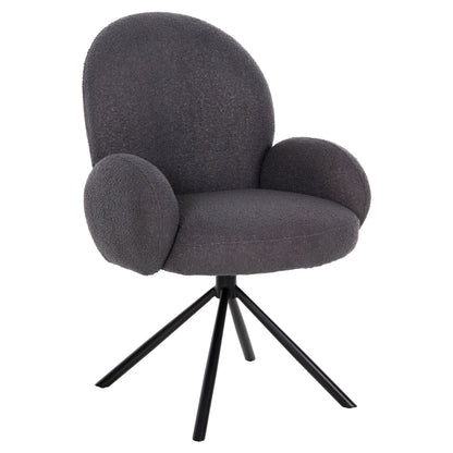 Armchair Swivel Winon Hm9778.01 Grey Teddy Fabric-black Metal Base 65x67x92hcm.
