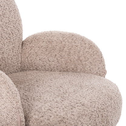 Armchair Swivel Winon Hm9778.03 Beige Boucle Fabric-black Metal Base 65x67x92hcm.