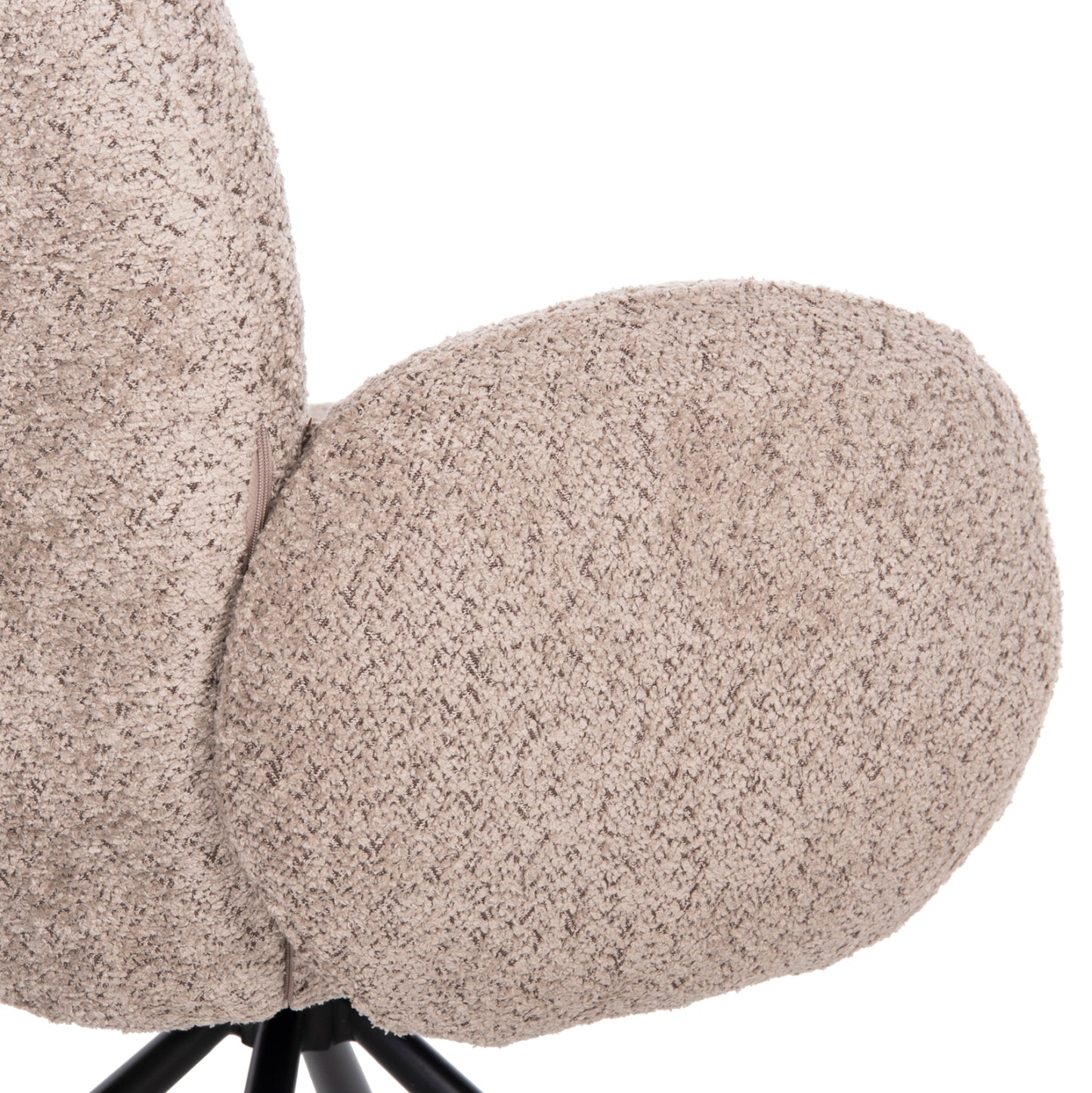 Armchair Swivel Winon Hm9778.03 Beige Boucle Fabric-black Metal Base 65x67x92hcm.