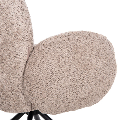 Armchair Swivel Winon Hm9778.03 Beige Boucle Fabric-black Metal Base 65x67x92hcm.