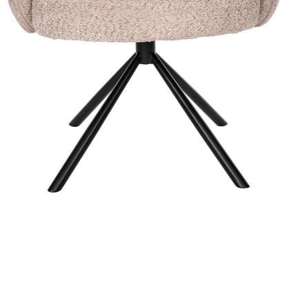 Armchair Swivel Winon Hm9778.03 Beige Boucle Fabric-black Metal Base 65x67x92hcm.