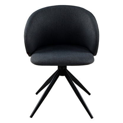 Dining Chair Swivel Hidal Hm18469.01 Black Fabric--black Metal Legs 48x56x76hcm