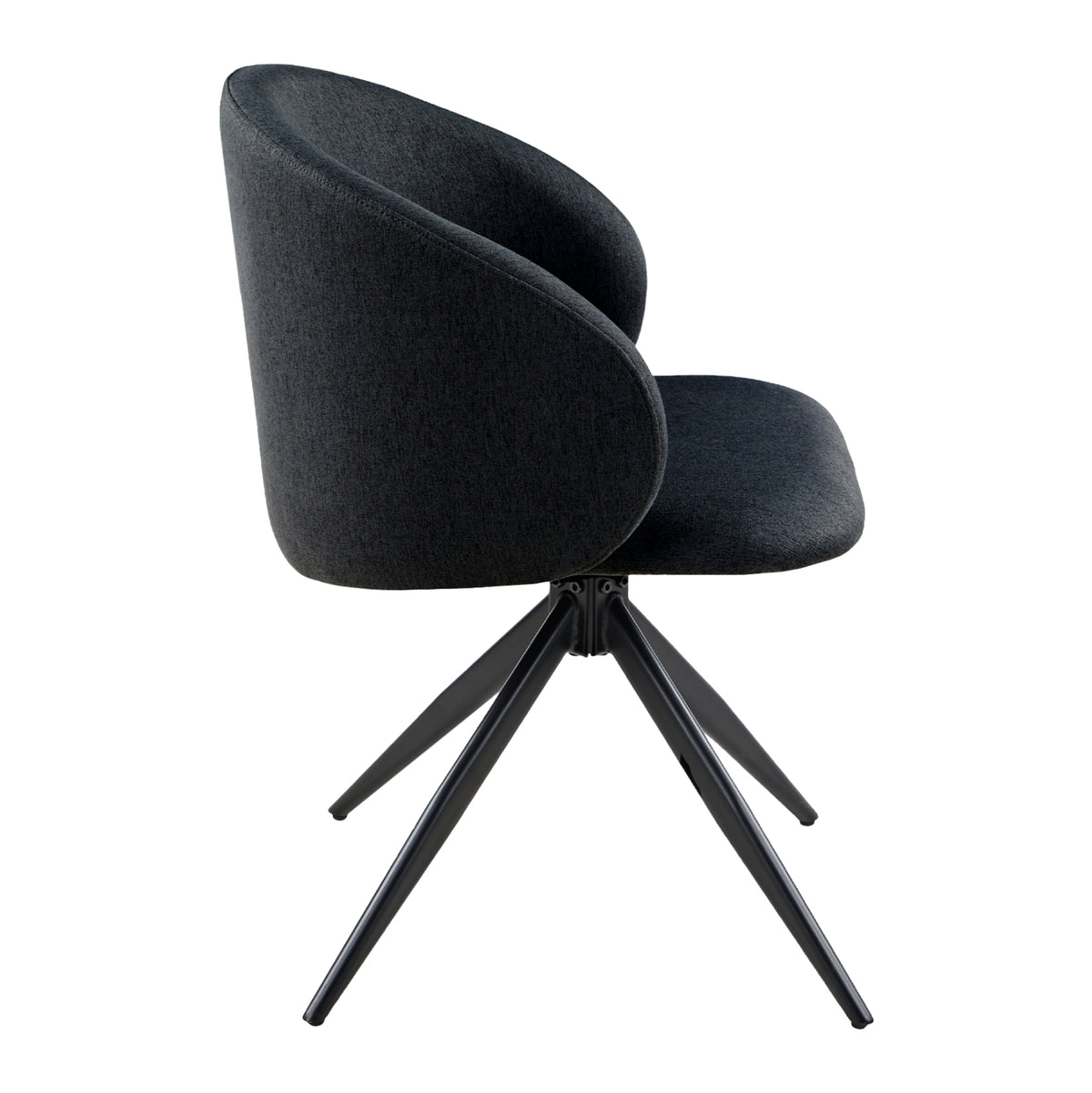 Dining Chair Swivel Hidal Hm18469.01 Black Fabric--black Metal Legs 48x56x76hcm