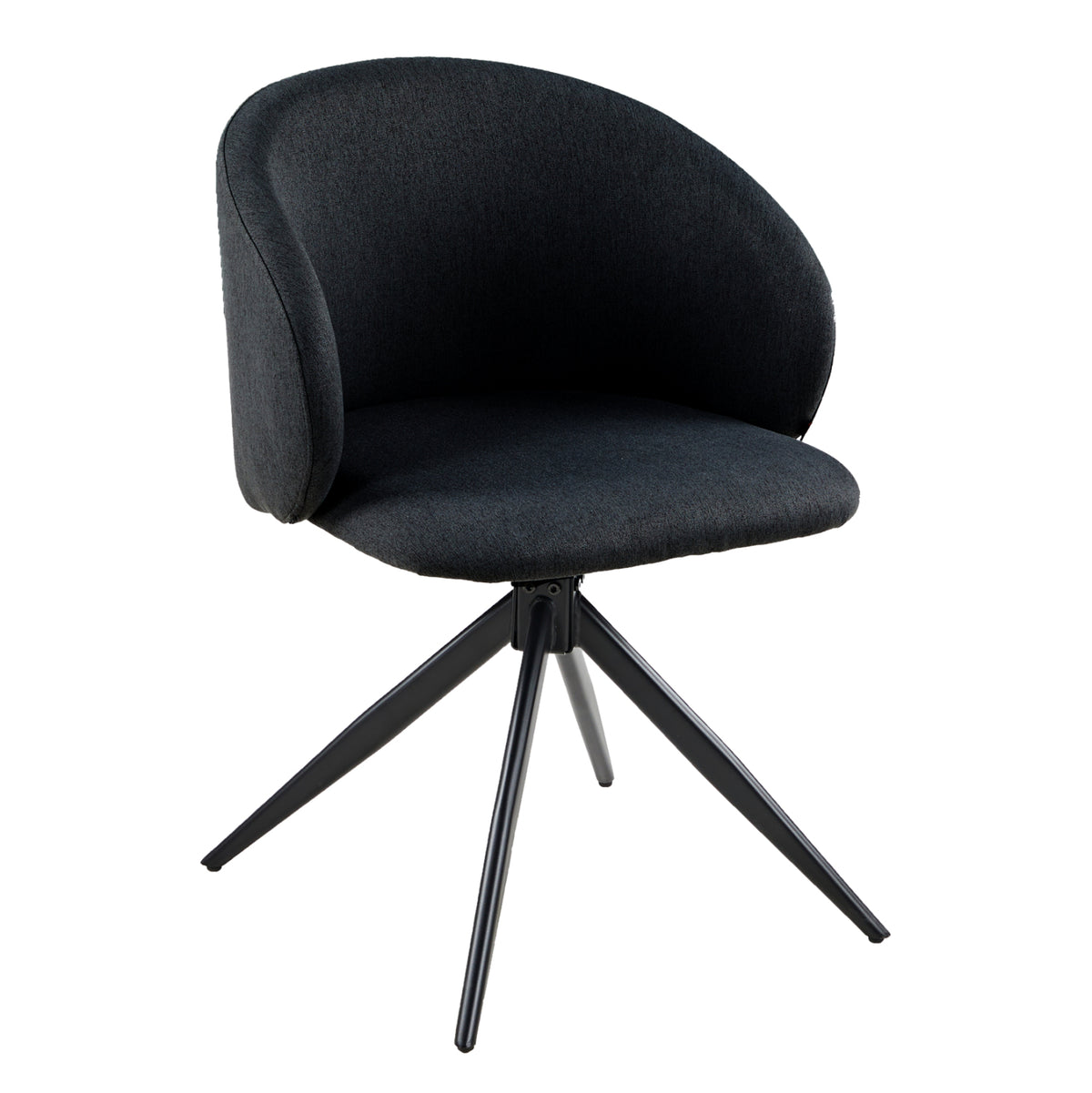 Dining Chair Swivel Hidal Hm18469.01 Black Fabric--black Metal Legs 48x56x76hcm