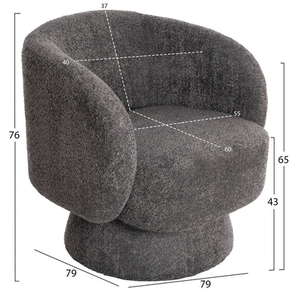 Armchair Swivel Karlen Hm9592.01 Grey Boucle Fabric 78x81x77hcm.