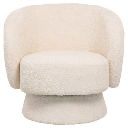 Armchair Swivel Karlen Hm9592.06 Ecru Boucle Fabric 78x81x77hcm.