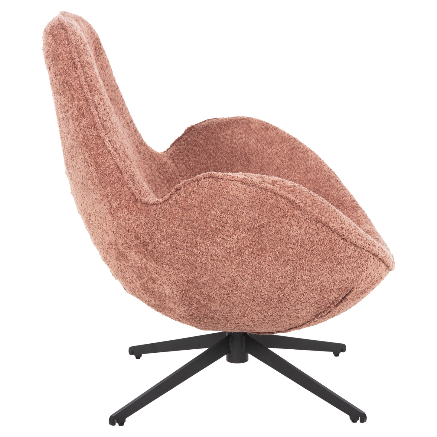 Armchair Swivel Brynn Hm9594.02 Pink Boucle Fabric-black Metal Base 88x76x88hcm.