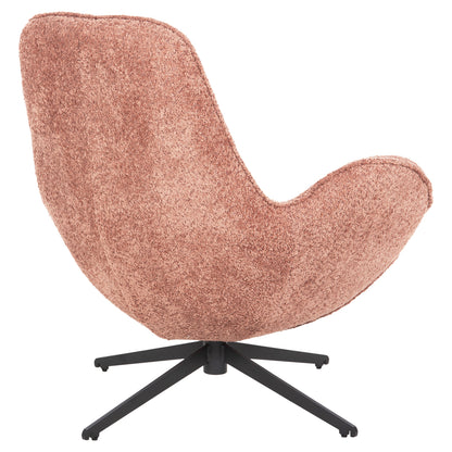 Armchair Swivel Brynn Hm9594.02 Pink Boucle Fabric-black Metal Base 88x76x88hcm.