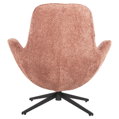 Armchair Swivel Brynn Hm9594.02 Pink Boucle Fabric-black Metal Base 88x76x88hcm.