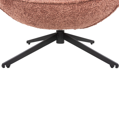 Armchair Swivel Brynn Hm9594.02 Pink Boucle Fabric-black Metal Base 88x76x88hcm.