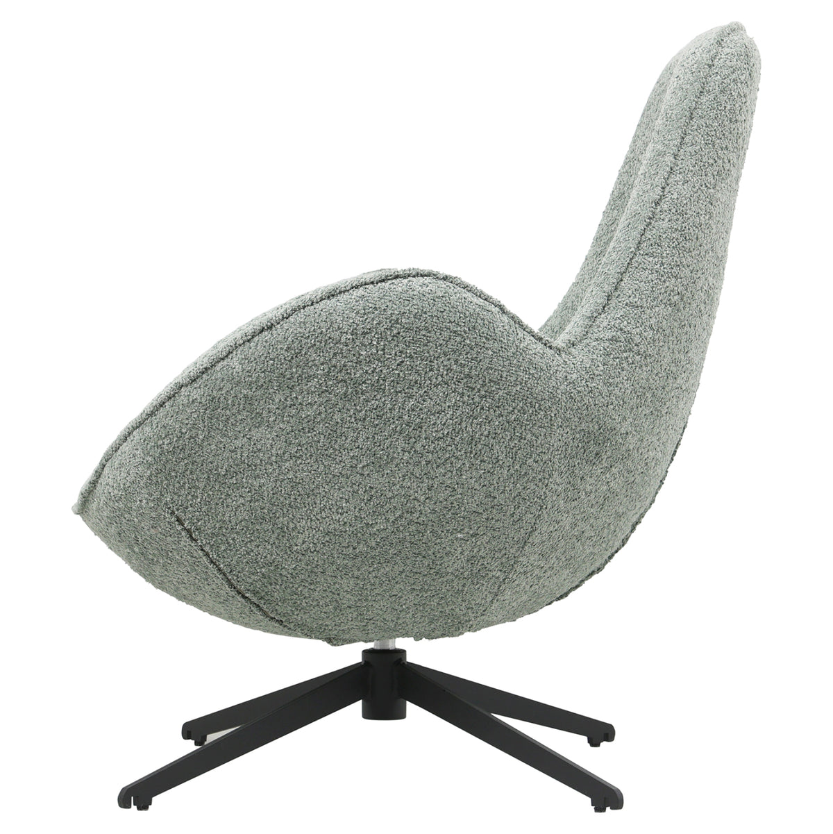 Armchair Swivel Brynn Hm9594.05 Pea Green Boucle Fabric-black Metal Base 88x76x88hcm.