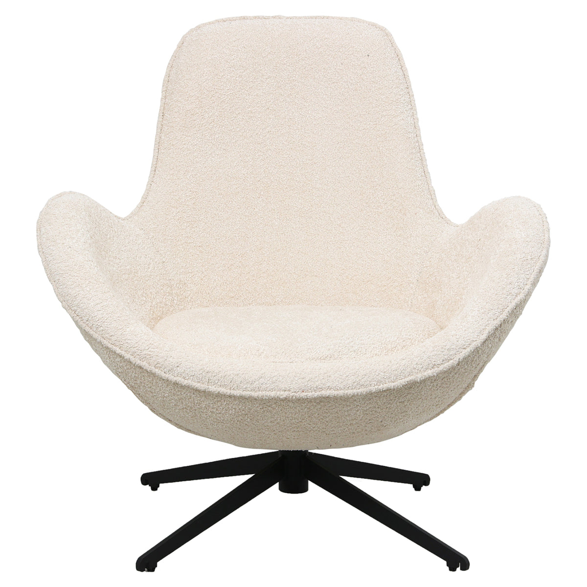 Armchair Swivel Brynn Hm9594.06 Ecru Boucle Fabric-black Metal Base 88x76x88hcm.