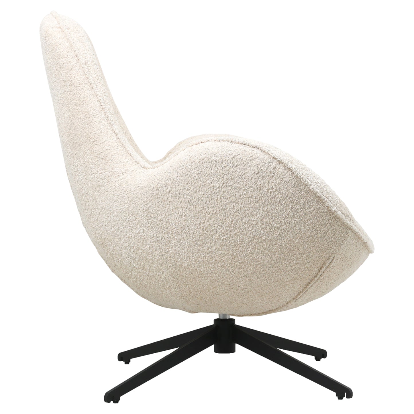 Armchair Swivel Brynn Hm9594.06 Ecru Boucle Fabric-black Metal Base 86x76x87hcm.