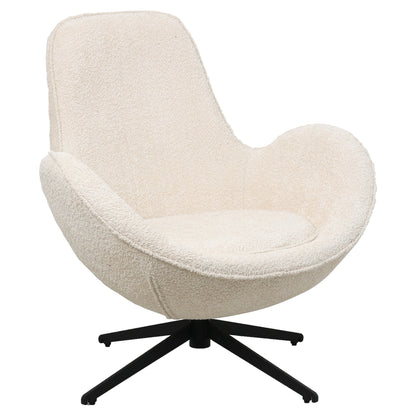 Armchair Swivel Brynn Hm9594.06 Ecru Boucle Fabric-black Metal Base 86x76x87hcm.