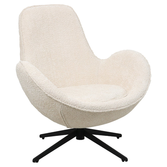 Armchair Swivel Brynn Hm9594.06 Ecru Boucle Fabric-black Metal Base 86x76x87hcm.