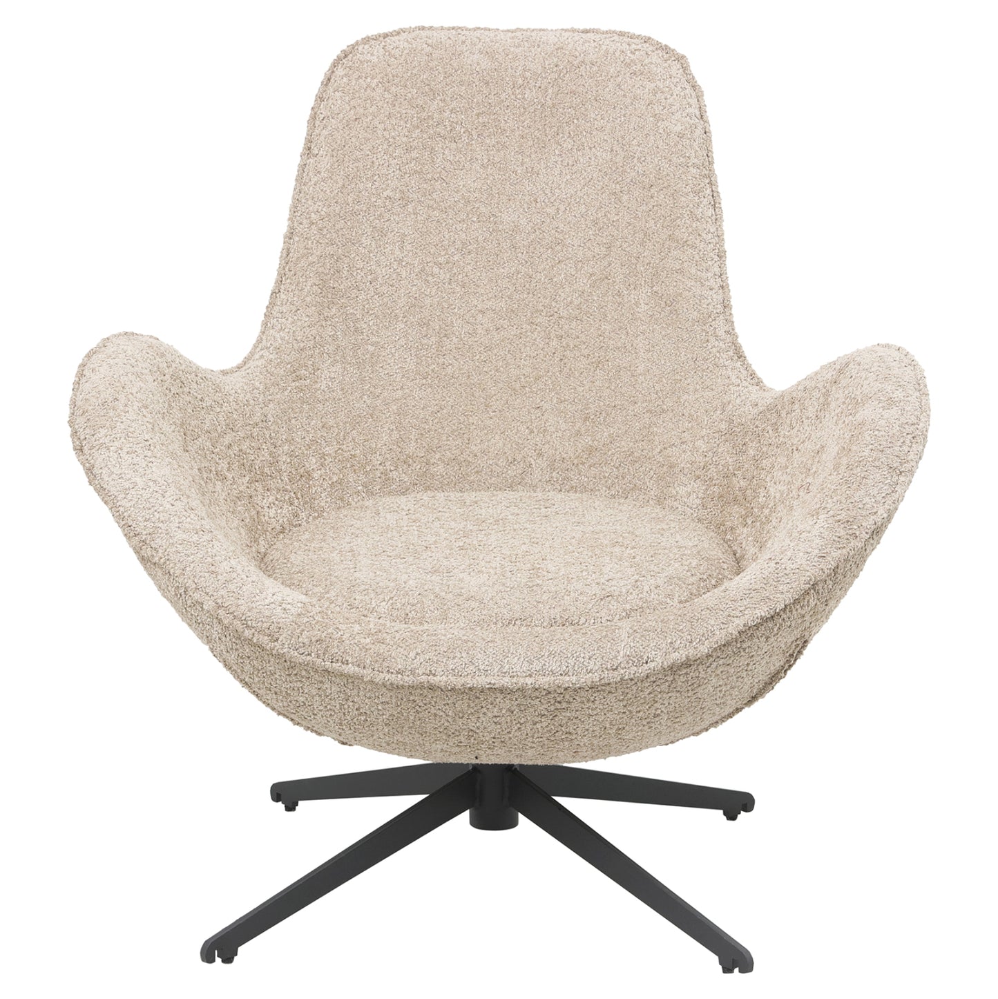 Armchair Swivel Brynn Hm9594.07 Beige Boucle Fabric-black Metal Base 86x76x87hcm.