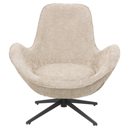 Armchair Swivel Brynn Hm9594.07 Beige Boucle Fabric-black Metal Base 86x76x87hcm.