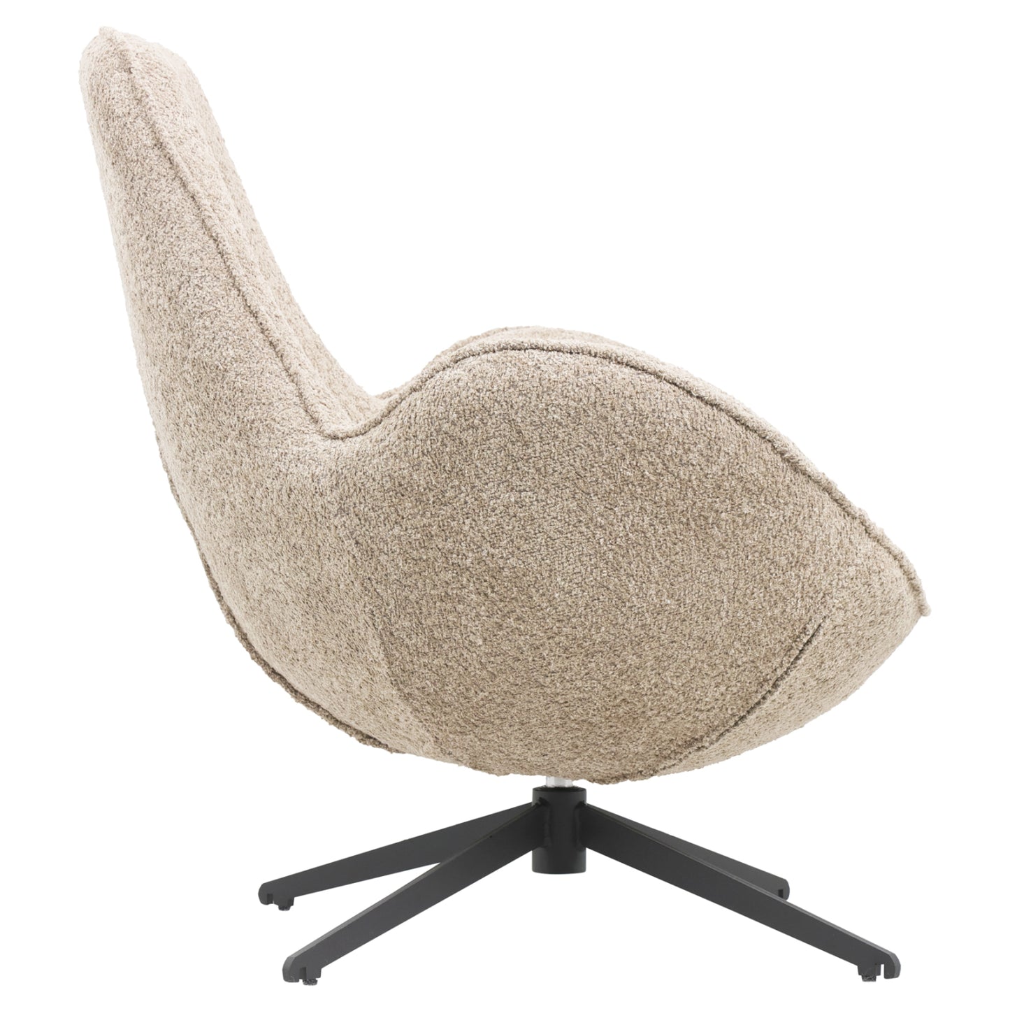 Armchair Swivel Brynn Hm9594.07 Beige Boucle Fabric-black Metal Base 86x76x87hcm.