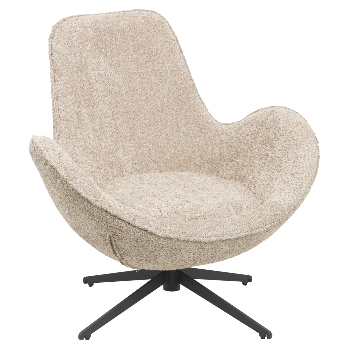 Armchair Swivel Brynn Hm9594.07 Beige Boucle Fabric-black Metal Base 86x76x87hcm.