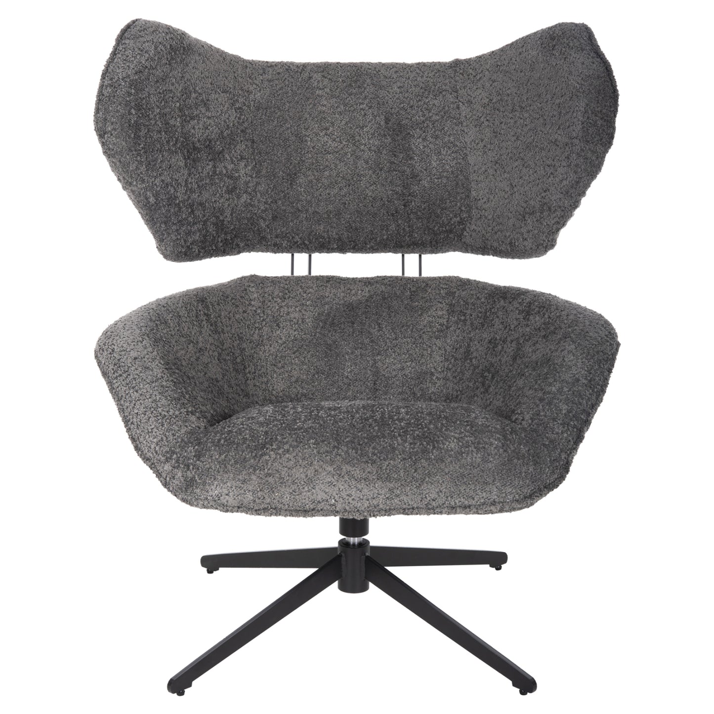Armchair Swivel Bryll Hm9597.01 Grey Boucle-black Metal Base 86x90x97hcm.
