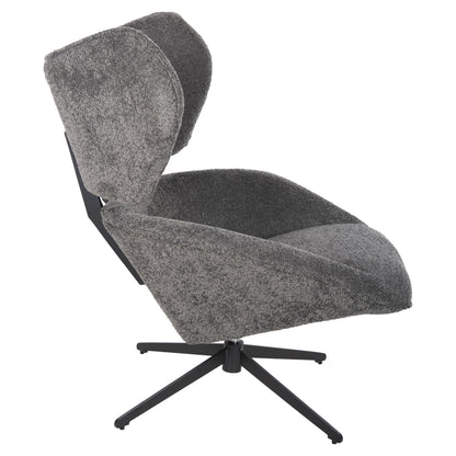 Armchair Swivel Bryll Hm9597.01 Grey Boucle-black Metal Base 86x90x97hcm.