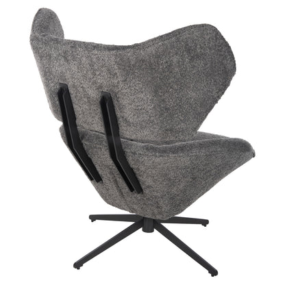 Armchair Swivel Bryll Hm9597.01 Grey Boucle-black Metal Base 86x90x97hcm.